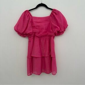 Pink Puff Sleeve Women's Top